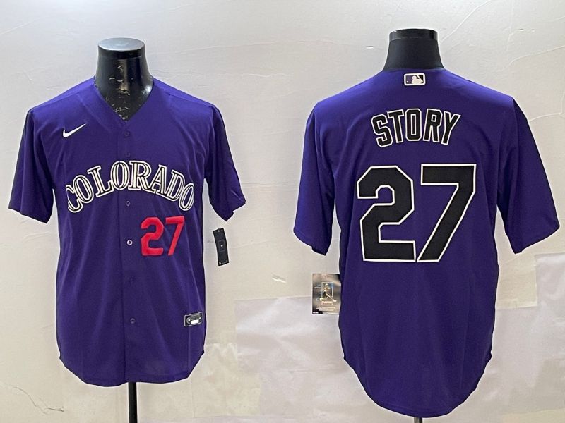 Men Colorado Rockies #27 Story Purple Game 2025 Nike MLB Jersey style 2